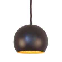 Lampe  suspendre en noir et brun, intrieur de l'abat-jour en feuille...