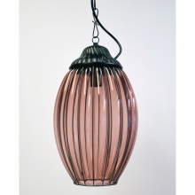 Lampe  suspension vnitienne avec verre de couleur amthyste et support noir