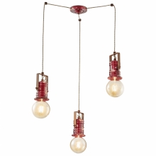 Lampe suspendue  trois lampes en cramique rouge bordeaux
