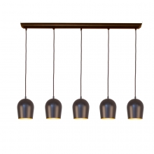 Lampe  cinq lampes avec abat-jour en forme de cloche en brun-noir