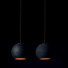 Petit modle de la suspension en cramique marron-noir, intrieur orange
