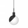 Lampe  suspension noire moderne avec abat-jour en verre blanc