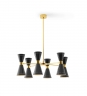 Lustre  six flammes avec abat-jour en noir