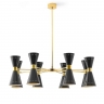 Lustre  huit flammes avec abat-jour en noir