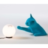 Petite lampe de table avec chat en velours celeste