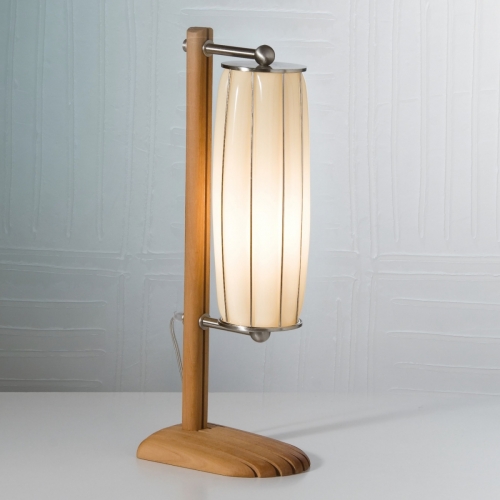 Lampe de table lgante en bois et verre