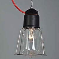 Lampe avec diffuseur en verre et cage mtallique